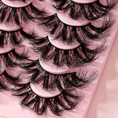 8 Pairs 25mm Cat Eye Faux Mink Lashes 9D Wispy Dramatic Thick Volume Makeup Tool