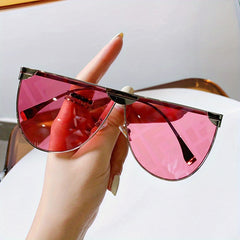 Y2K Flat Top Sunglasses Mod Large Tinted Metal Glasses UV400