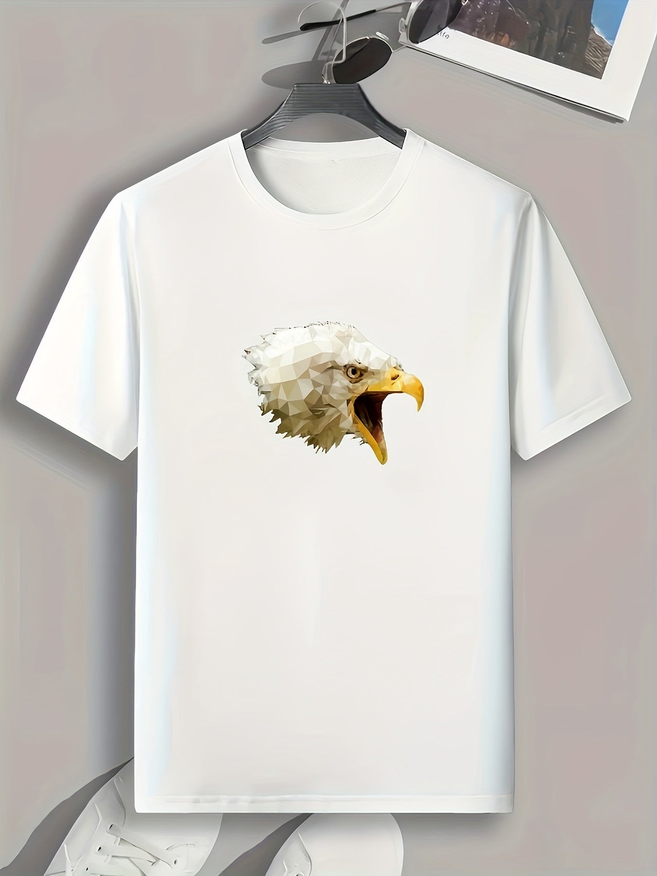 Eagle Head Print Men's Comfy T shirt for Outdoor Summer