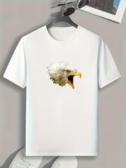 Eagle Head Print Men's Comfy T shirt for Outdoor Summer
