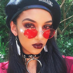 Oval Sunglasses Metal Frame