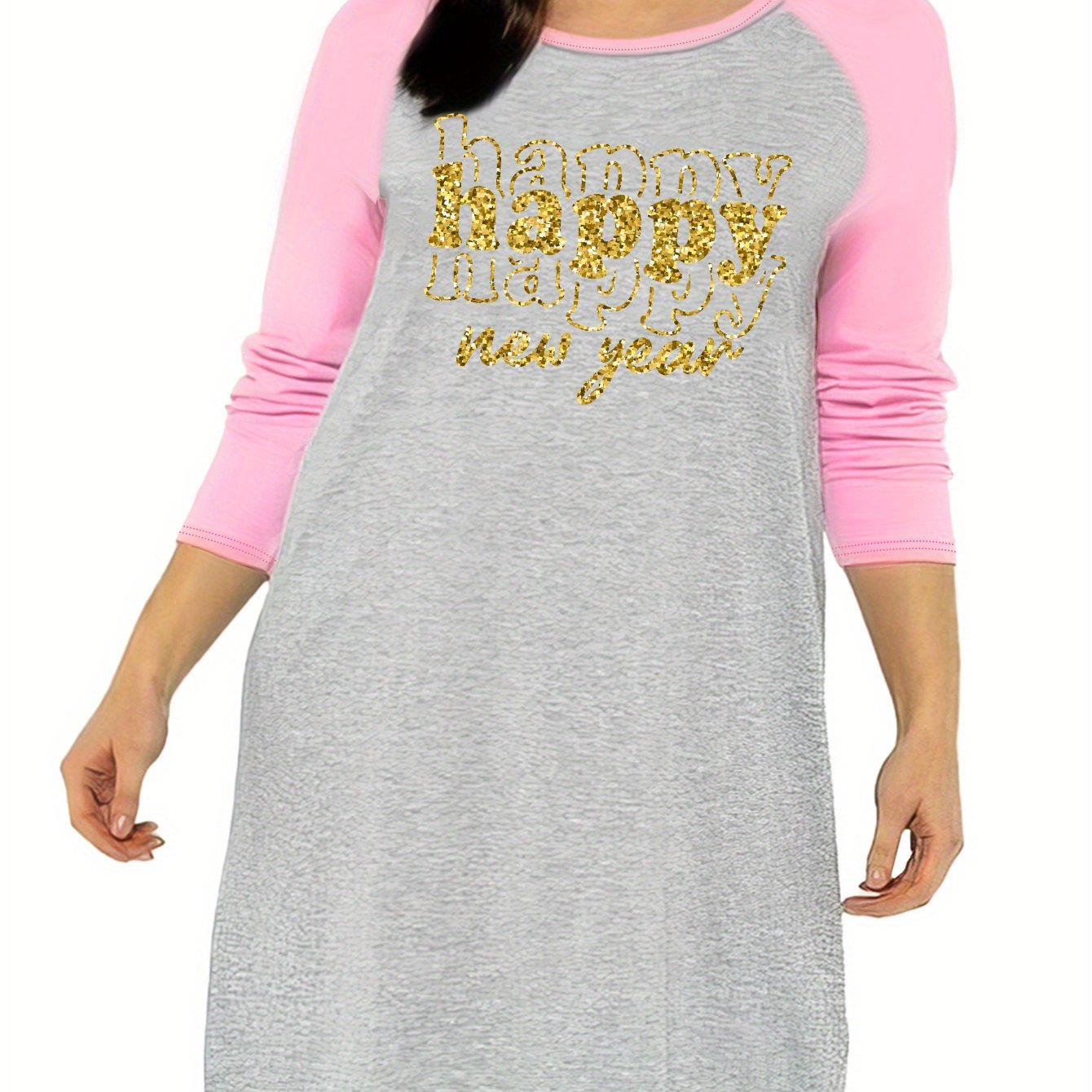 Casual Nightdress Women's Plus Golden Letter Print