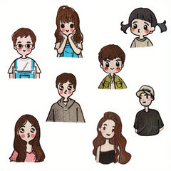 8pcs Cartoon Couples Iron On Patches Sew On Embroidered Applique Repair Patch