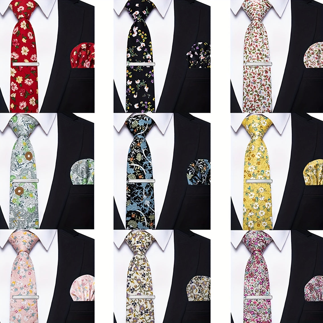 Men's Silk Floral Paisley Necktie Set Wedding