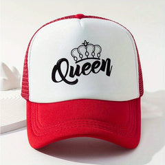 Queen Crown Print Trucker Hat Mesh Breathable Baseball Cap for Women