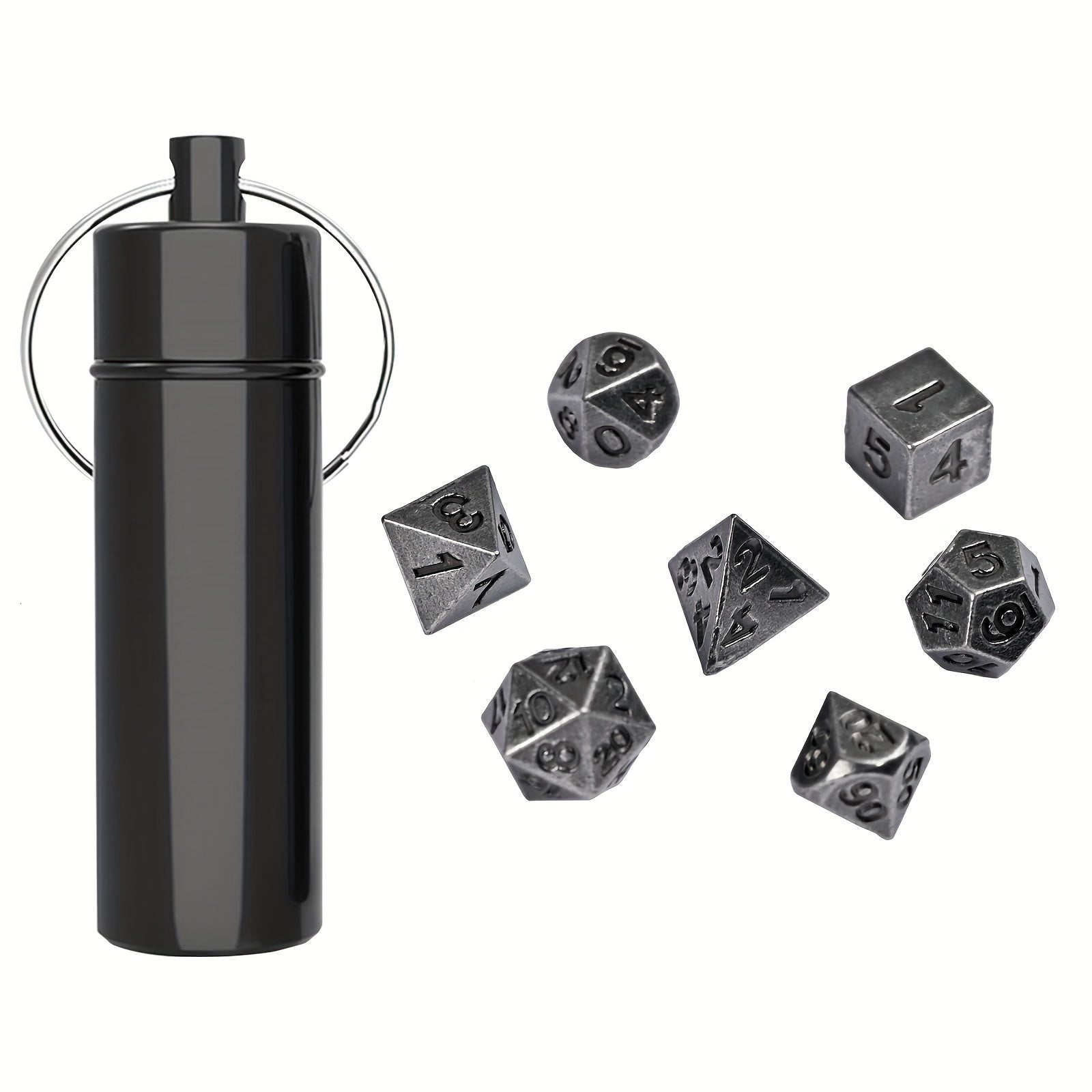 Mini Antique Iron Dice Set Bronze Polyhedral Metal Game Dice Set