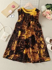 Girls Casual Graffiti Print Sleeveless Dress