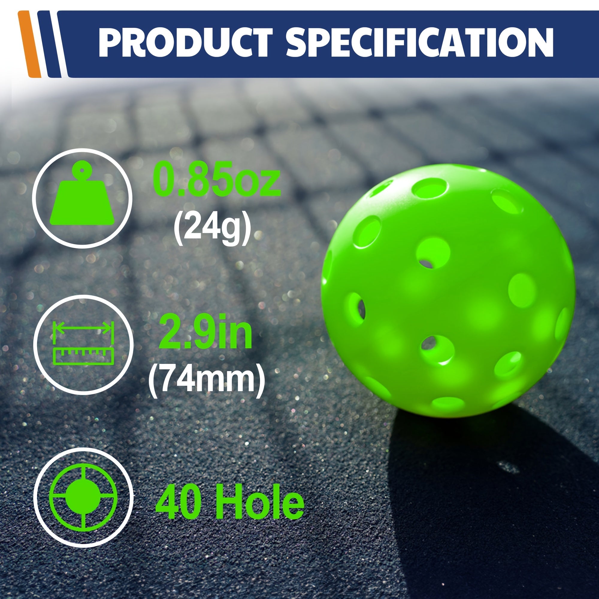 12pcs Pickleballs 40 Holes PP Pickleball Set for Outdoor Play