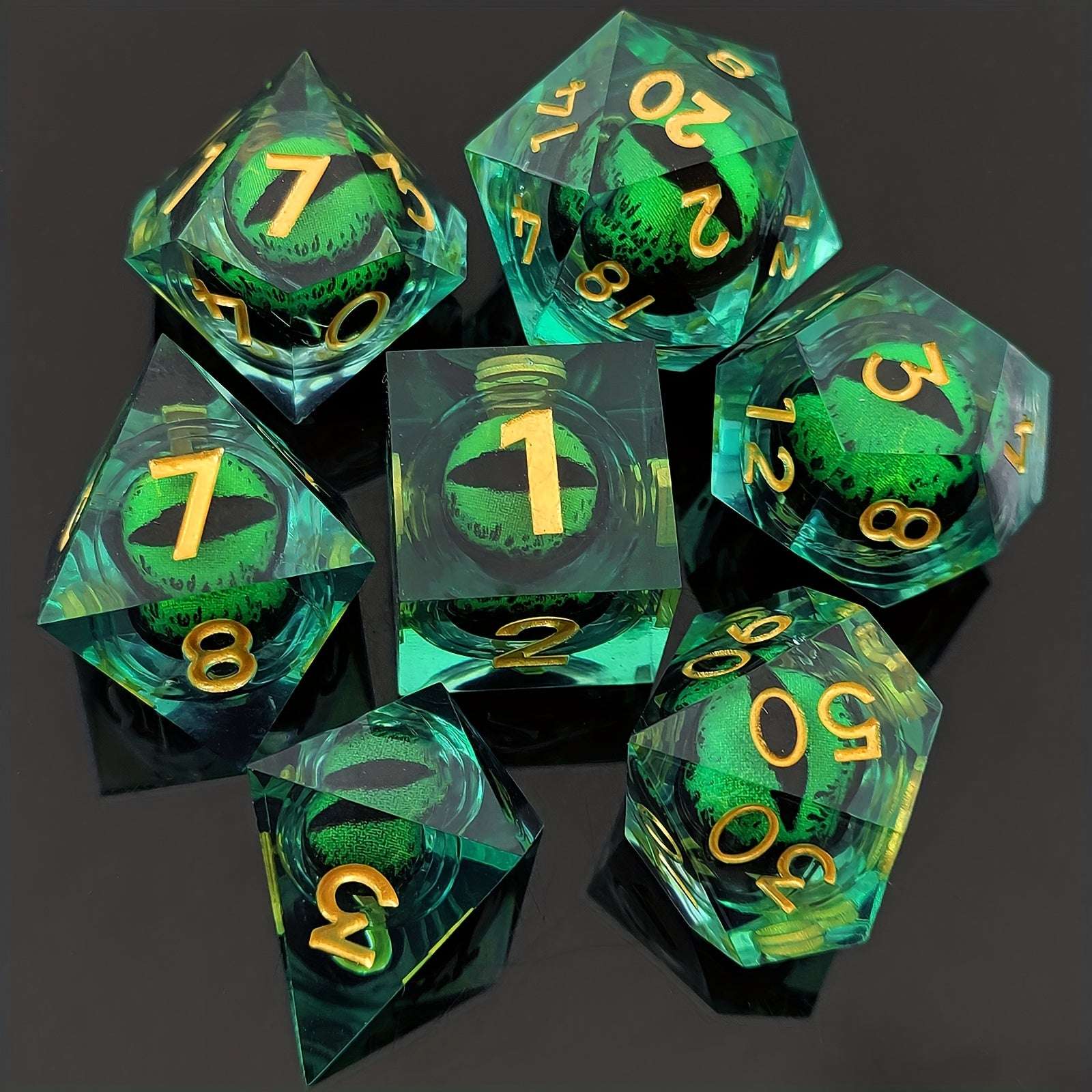 Dragon's Eye Liquid Core Resin Dice Set for RPG Games