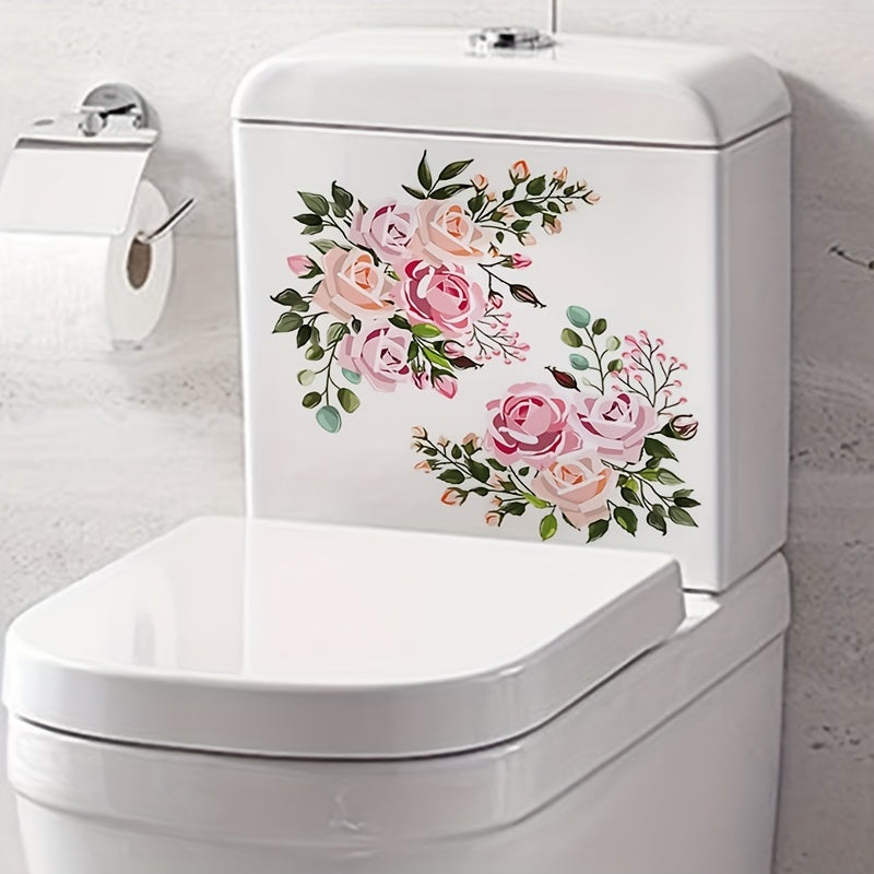Plant Flowers Toilet Stickers Self Adhesive Bathroom Decor