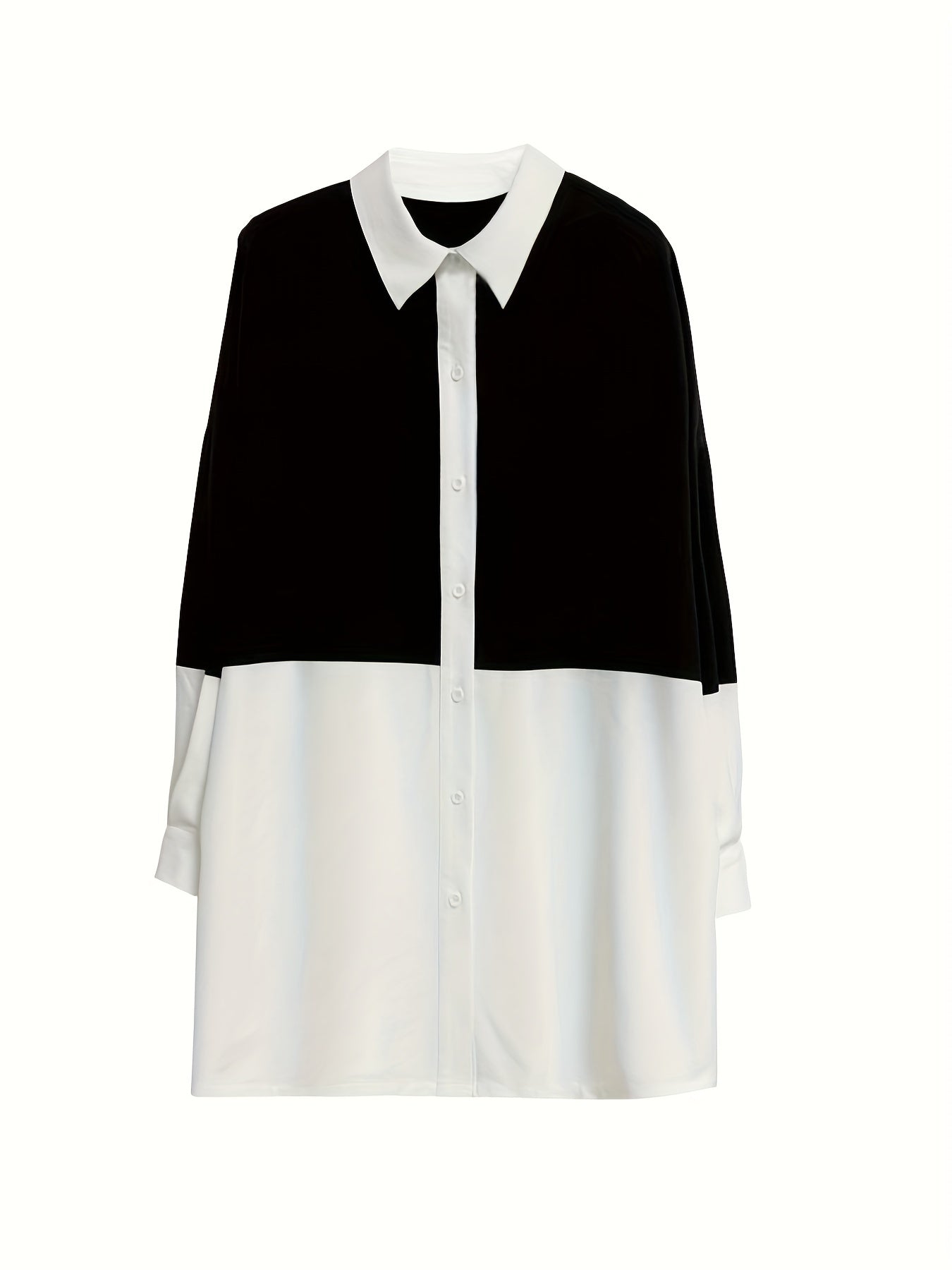 Colorblock Long Sleeve Shirt Dress