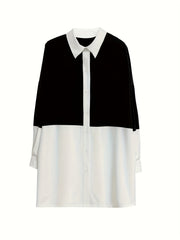 Colorblock Long Sleeve Shirt Dress