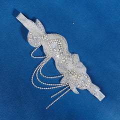 Faux Pearl Bridal Headdress with Tassel Rhinestone Head Jewelry