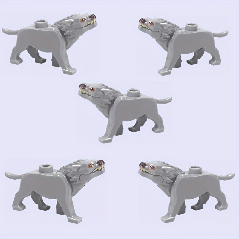 5pcs Glow in the Dark Wolf King Blocks Set Anime Farm Decor DIY Animal Park Kit