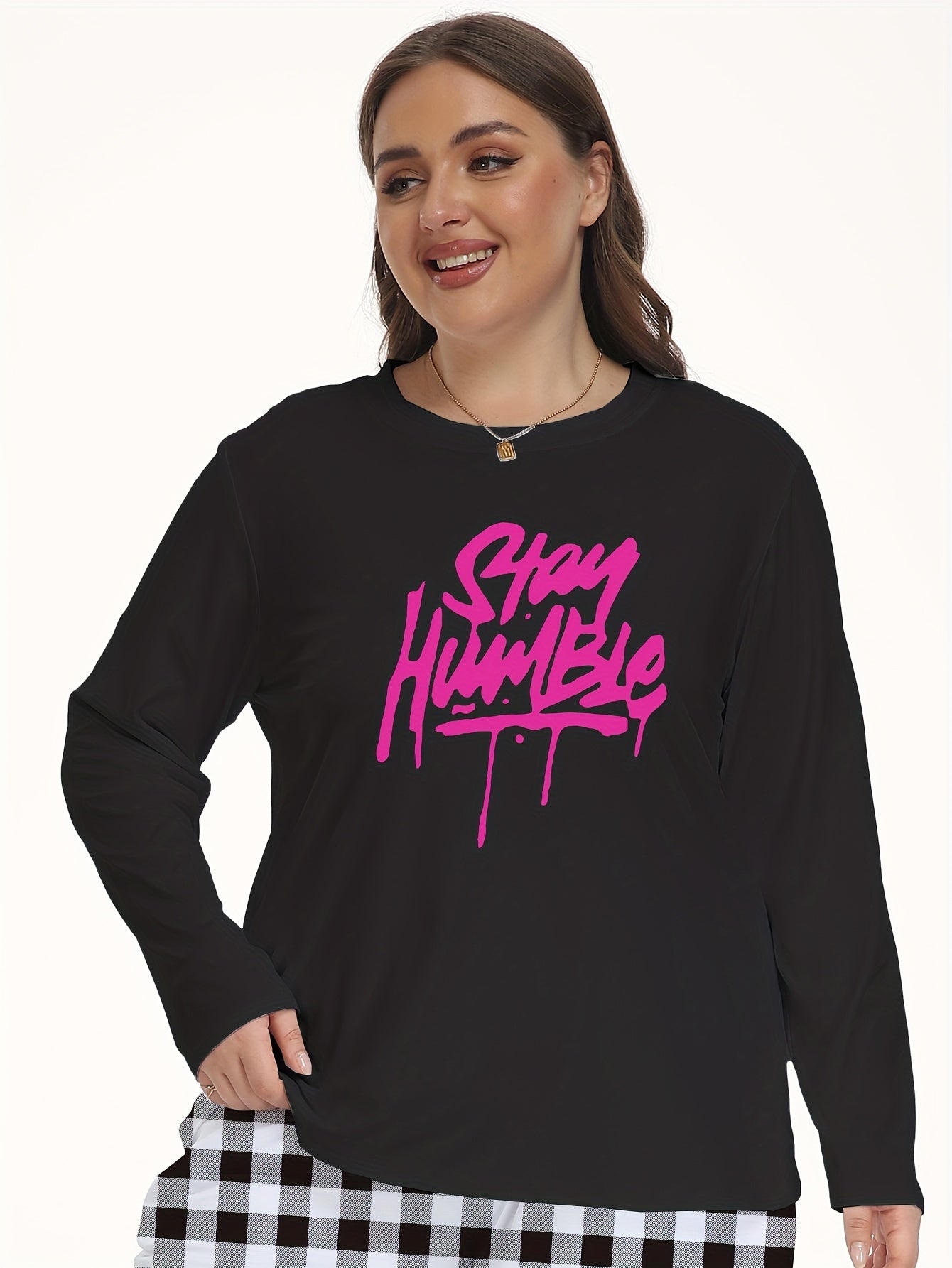 Letter Print Long Sleeve Pajama Top