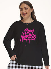 Letter Print Long Sleeve Pajama Top