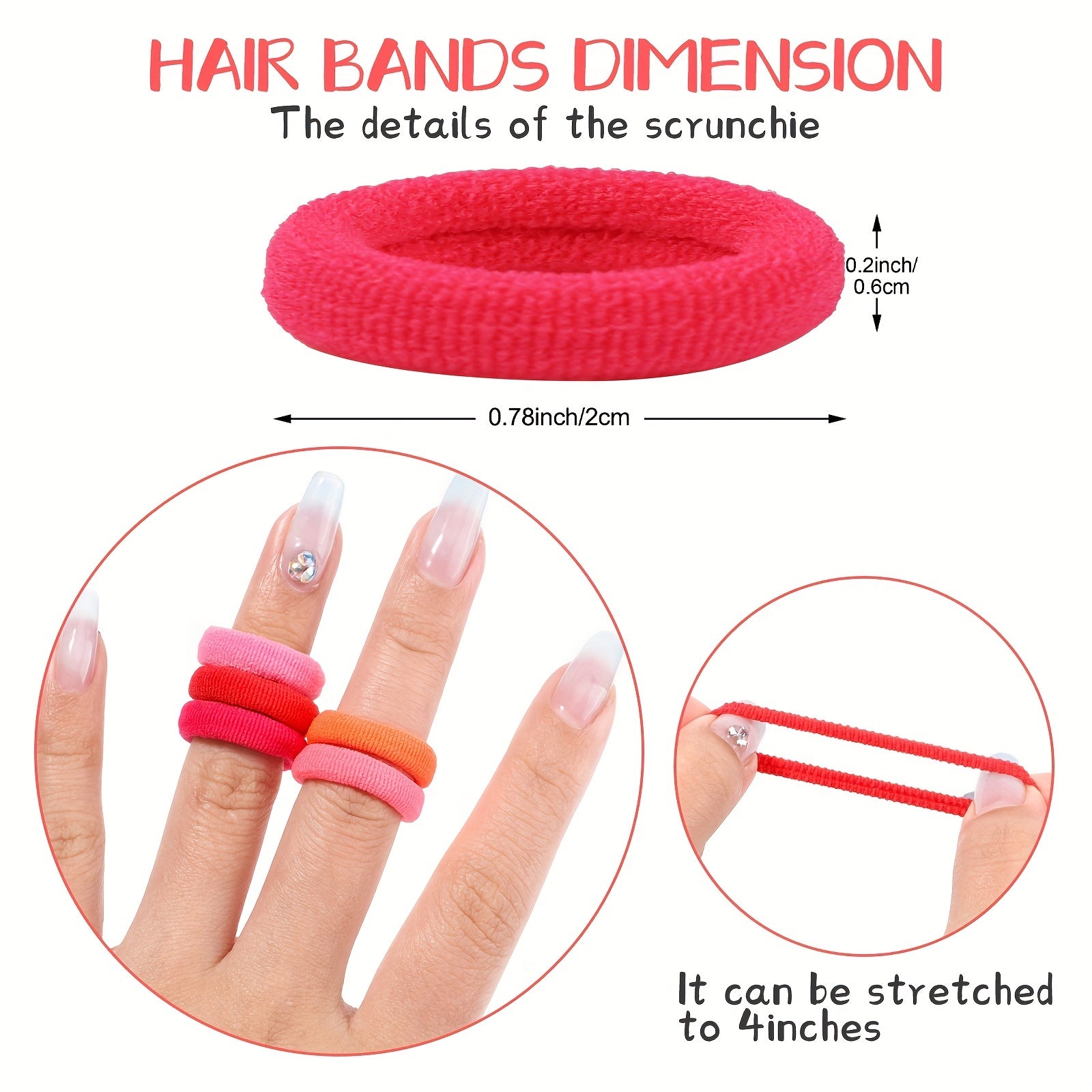 200pcs Vibrant Hair Ties Elastic Ponytail Holders for Girls & Kids