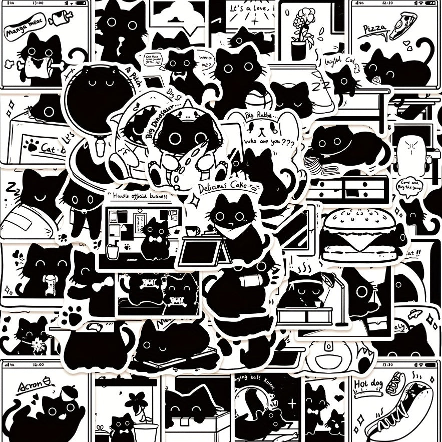 50pcs Cartoon Cat Series Graffiti Stickers Set - DIY Creative Toys