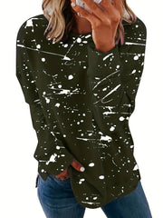 Graffiti Print Crew Neck Sweatshirt Long Sleeve Pullover
