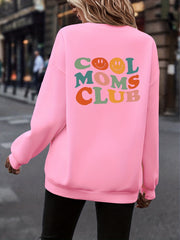 Letter & Smile Graphic Print Pullover Sweatshirt Casual Long Sleeve