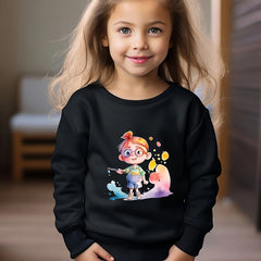 Toddler Cartoon Girl Print Long Sleeve Sports Sweatshirt