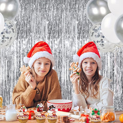 Christmas Rain Curtain Golden Metallic Foil Curtains