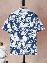 Boys Leaf Print Button Down Set For Summer