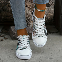 Leopard Print Lace-Up Sneakers Lightweight Outdoor Comfy Shoes