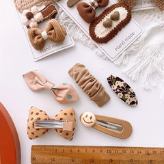 5pcs Fabric Bow Flowers Hair Clip for Baby Girls