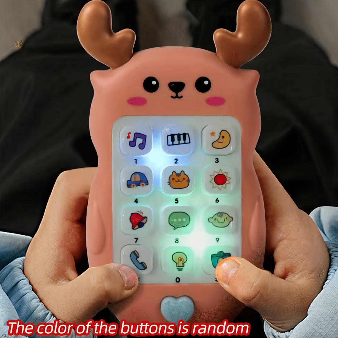Fawn Shaped Light Up Music Toy Phone with Colorful Buttons, Ideal Birthday Gift