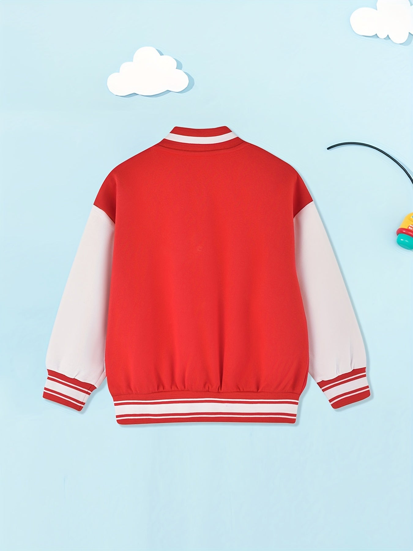Boys Letter Print Varsity Jacket Long Sleeve