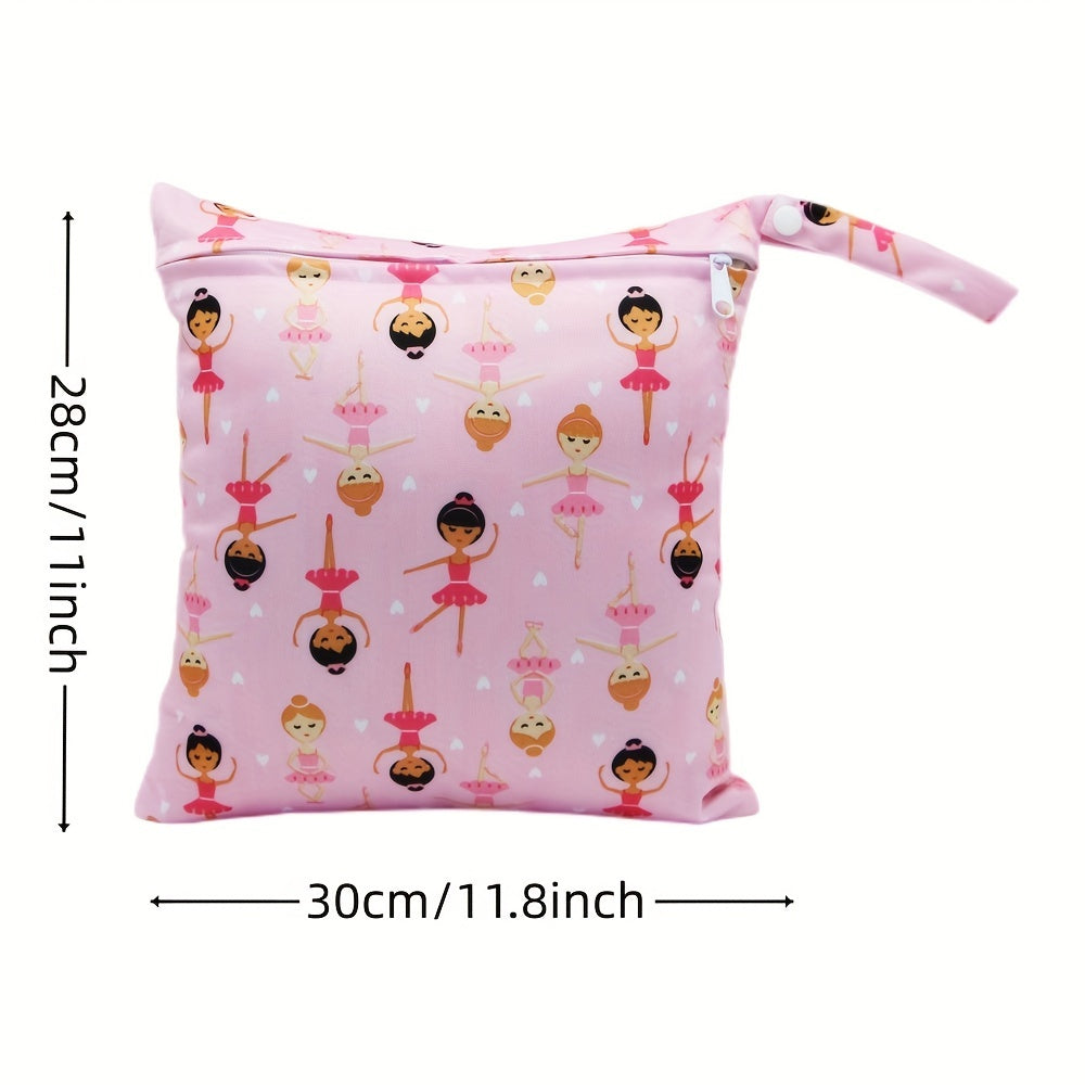 Girl Print Diaper Bag with Zipper Closure