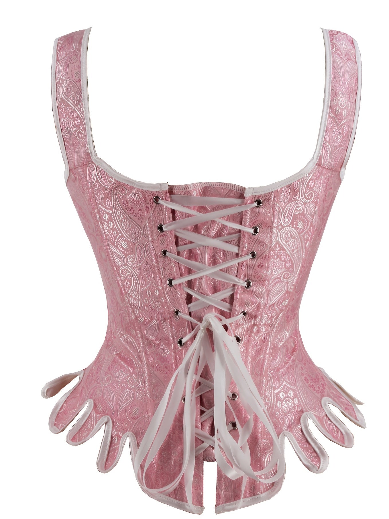 Jacquard Tank Corset Bustier Tummy Control Lace Up Sleeveless Body Shaper
