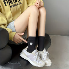 5 Pairs Bear Pattern Socks for Women, Comfy & Mid Tube Stockings