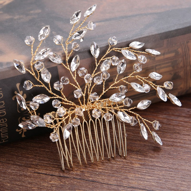 Crystal Flower Bridal Hair Comb with Silver Accents