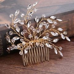 Crystal Flower Bridal Hair Comb with Silver Accents