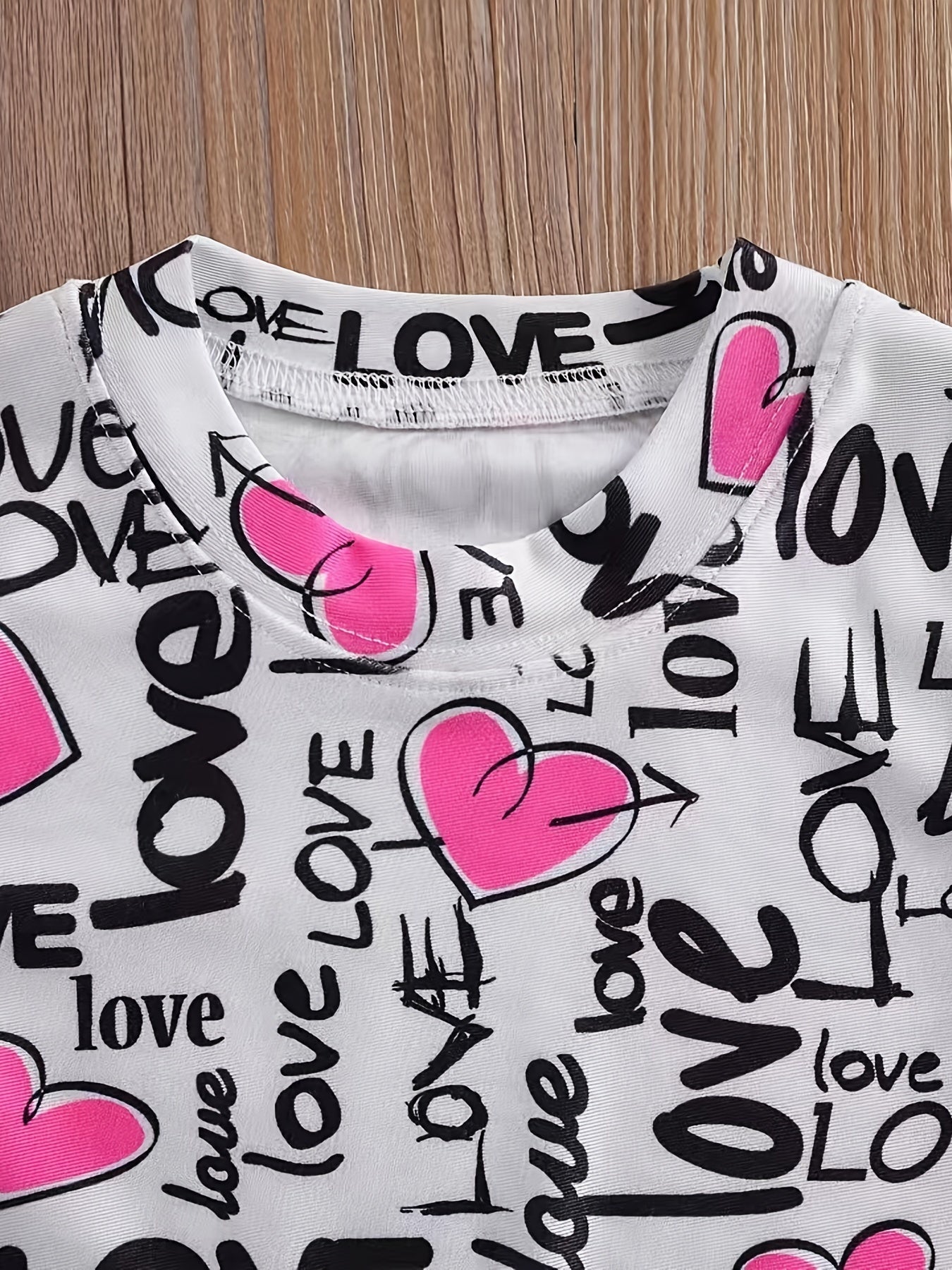 Girls Heart Print T-shirt & Shorts Set for Summer
