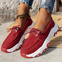 Women's Slip On Casual Shoes Breathable Low Top Lace Up Sports Sneakers