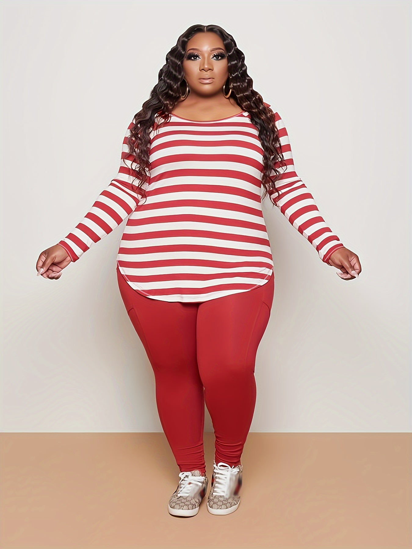 Long Sleeve T shirt & Pants Set Women's Medium Stretch 2pcs Set