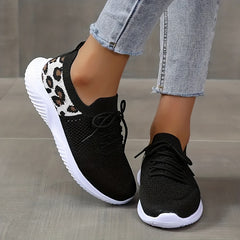 Leopard Print Sneakers Casual Lace Up Running Shoes