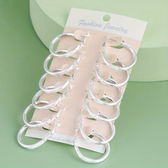 6 Pairs Golden Silver Glossy Tube Hoop Earrings Set for Daily Decoration