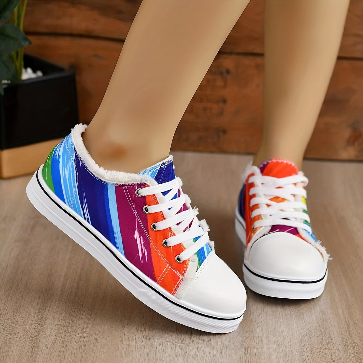 Women's Multicolor Graffiti Canvas Shoes Low Lace Up Round Toe Lightweight Shoes