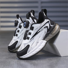 Boy's Running Shoes with Rotating Buckle Anti-Skid Sneakers