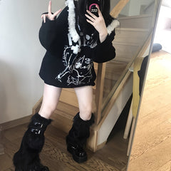 Y2K Fuzzy Leg Warmers Knee High Socks