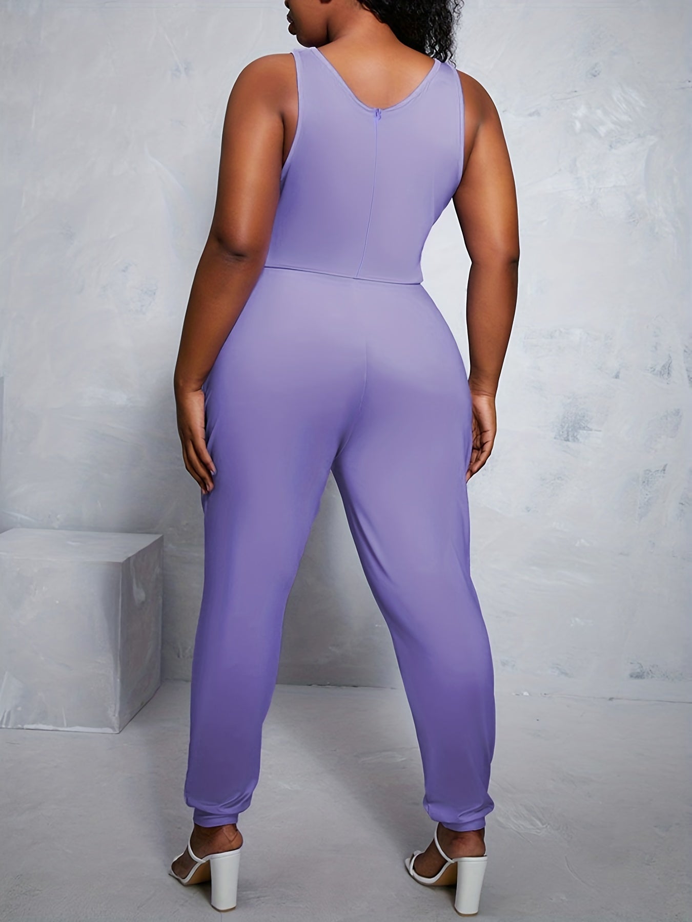 Ombre Print Round Neck Tank Jumpsuit