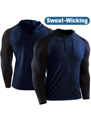 Men's Fast Drying Long Sleeve Hooded Shirt Active Slim Fit Top
