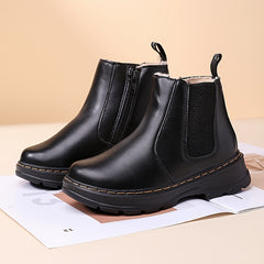 Casual Solid Zipper Boots for Girls Lightweight Indoor Outdoor Winter