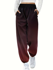 Women's Plus Ombre Print Sporty Pants Elastic Waist Joggers