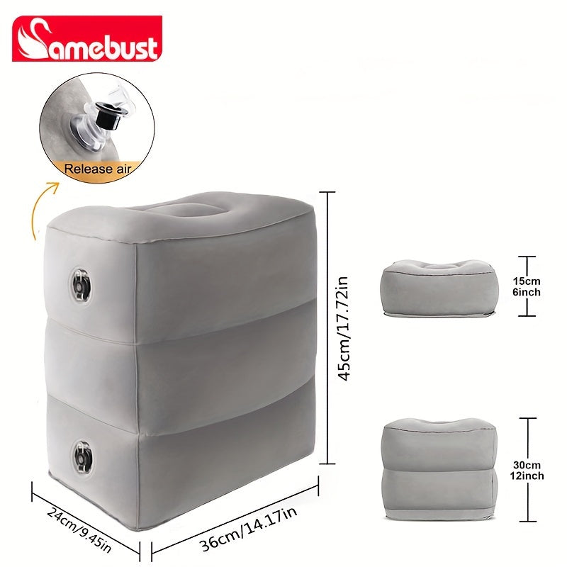 Inflatable Deck Chair with Ottoman, Foldable Lounger Sofa for Indoor Outdoor Use
