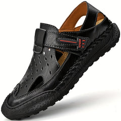 Men's Leather Sandals Closed Toe Fisherman Summer Shoes